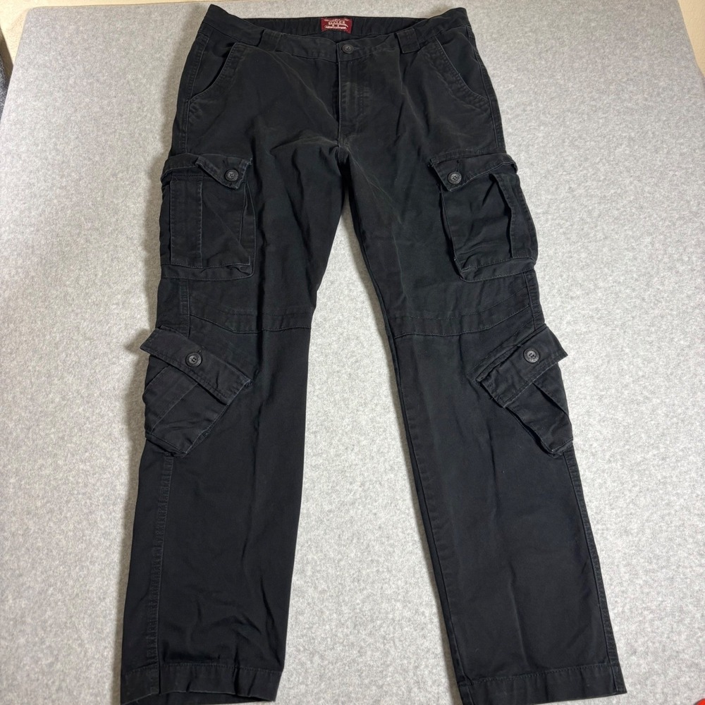 Matchstick Cargo Pants Mens 38 Black Multi-Pocket Utility Workwear Straight Leg